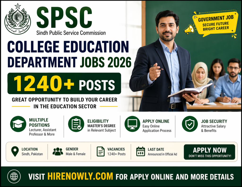SPSC College Education Department Jobs 2026-Apply Online for 1240+ Vacancies