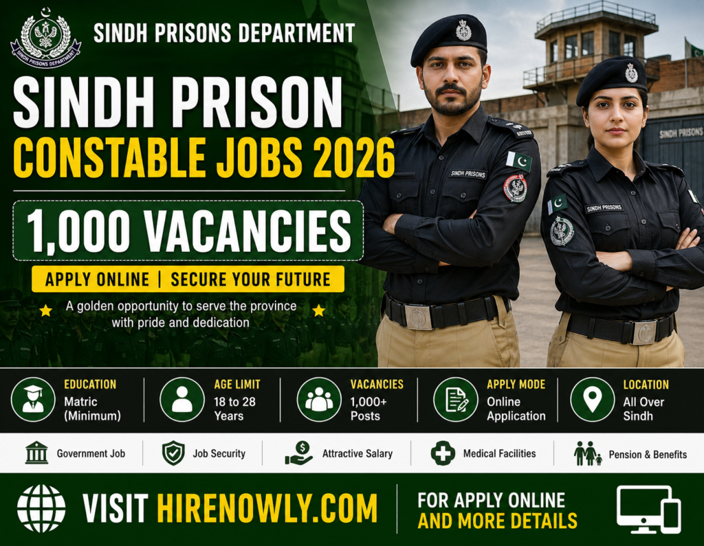Sindh Prison Constable Jobs 2026 – 1,000 Vacancies Apply Online | Latest Govt Jobs in Sindh