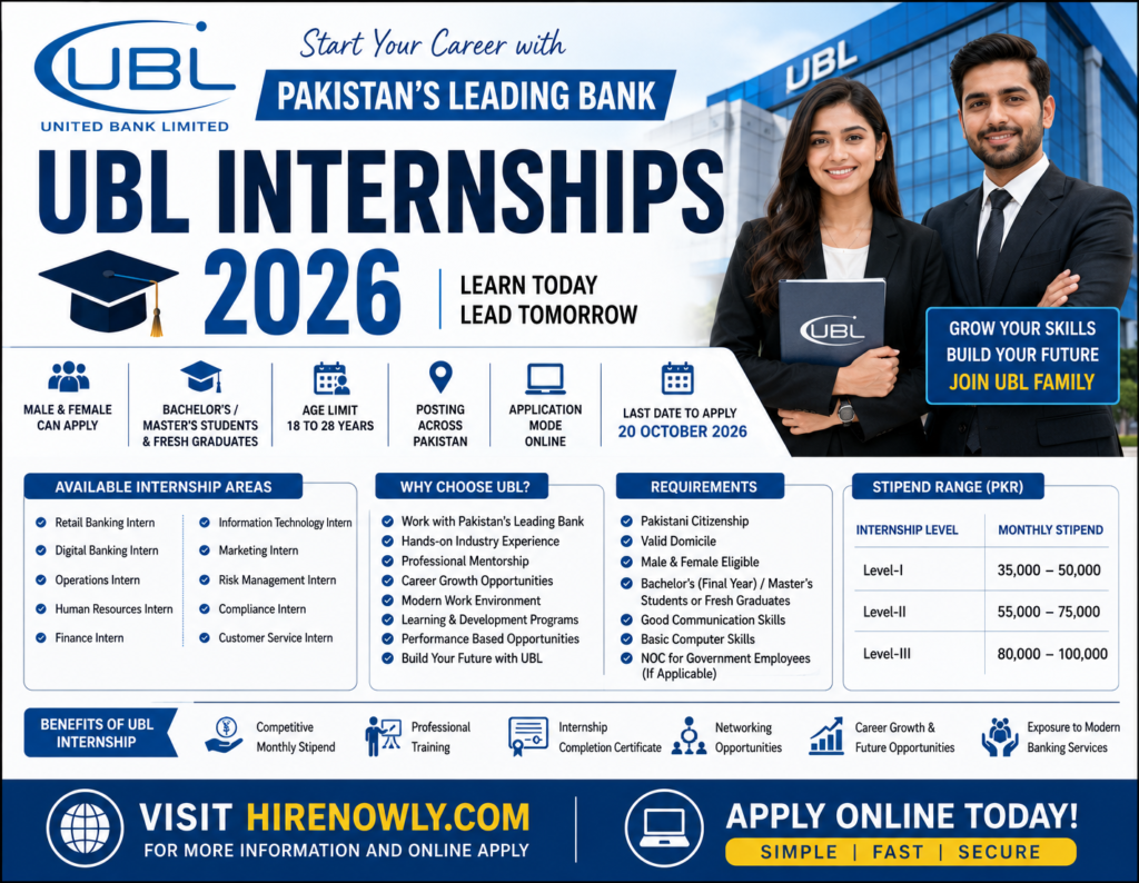 UBL Internships 2026 - Latest Internship Program | Apply Online